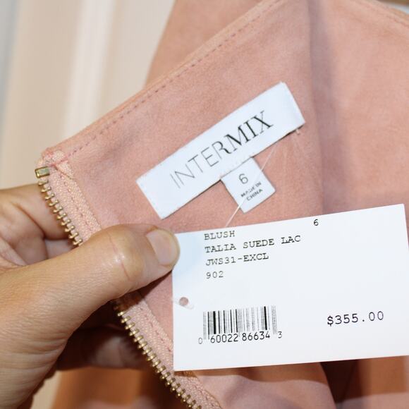 INTERMIX -NWT- Suede Talia Lace-Up Mini Skirt in Blush Pink | 6 - Picture 9 of 11